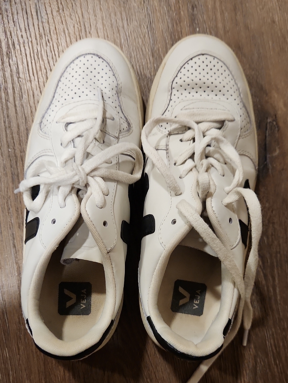 Veja White Sneakers with Black V Detail